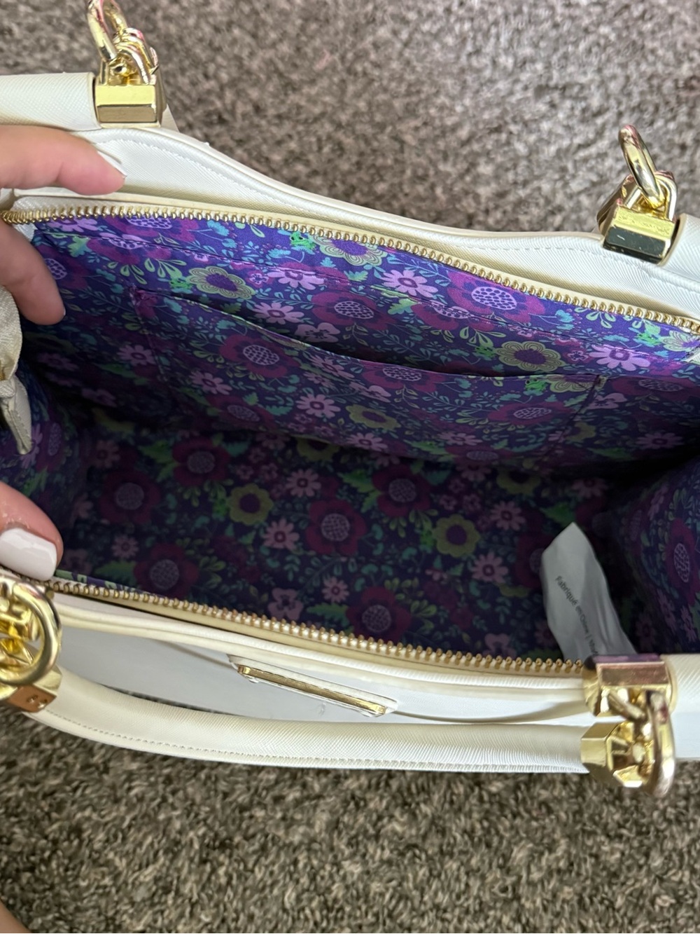 Loungefly Cream Rapunzel Floral Satchel with Purple Accents - Picture 3 of 3